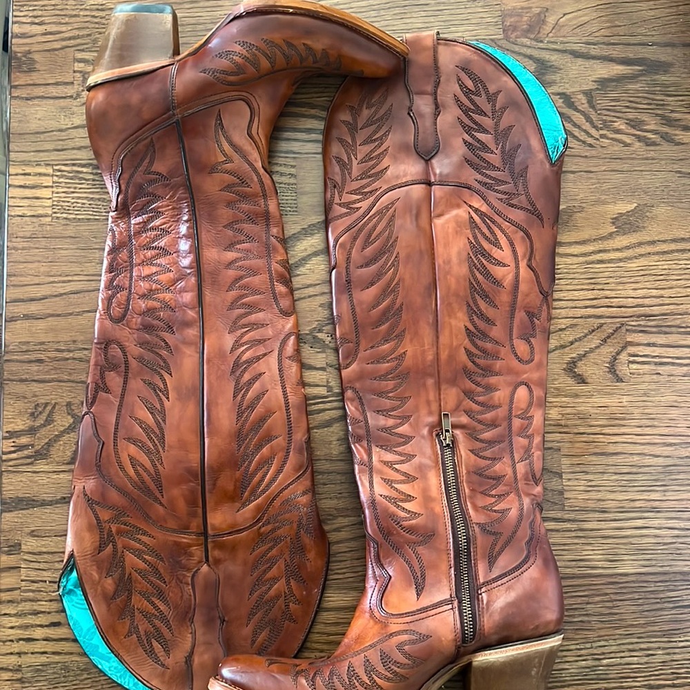 CORRAL WOMEN'S COGNAC EMBROIDERY TALL BOOTS